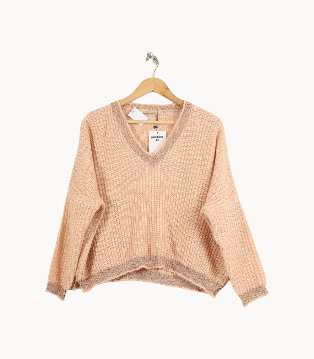 Pull Rose et Beige - Taille XS/34 de la marque La Fée Maraboutée | PARAD32885 - Vendu par Paradigme - Image 2