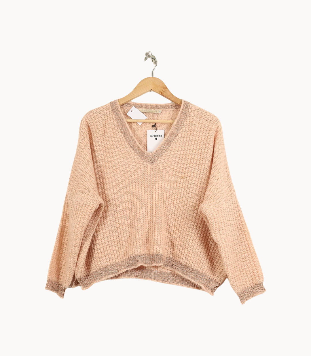 Pull Rose et Beige - Taille XS/34 de la marque La Fée Maraboutée | PARAD32885 - Vendu par Paradigme - Image 2