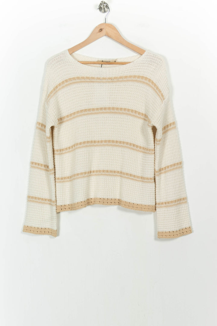Pull Blanc et Beige - Taille M/38 de la marque La Fée Maraboutée | PARAD32945 - Vendu par Paradigme - Image 2