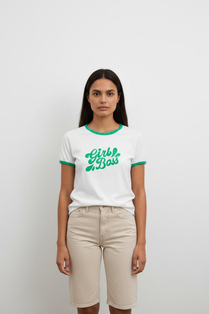 T-shirt blanc et vert - Taille XS/34