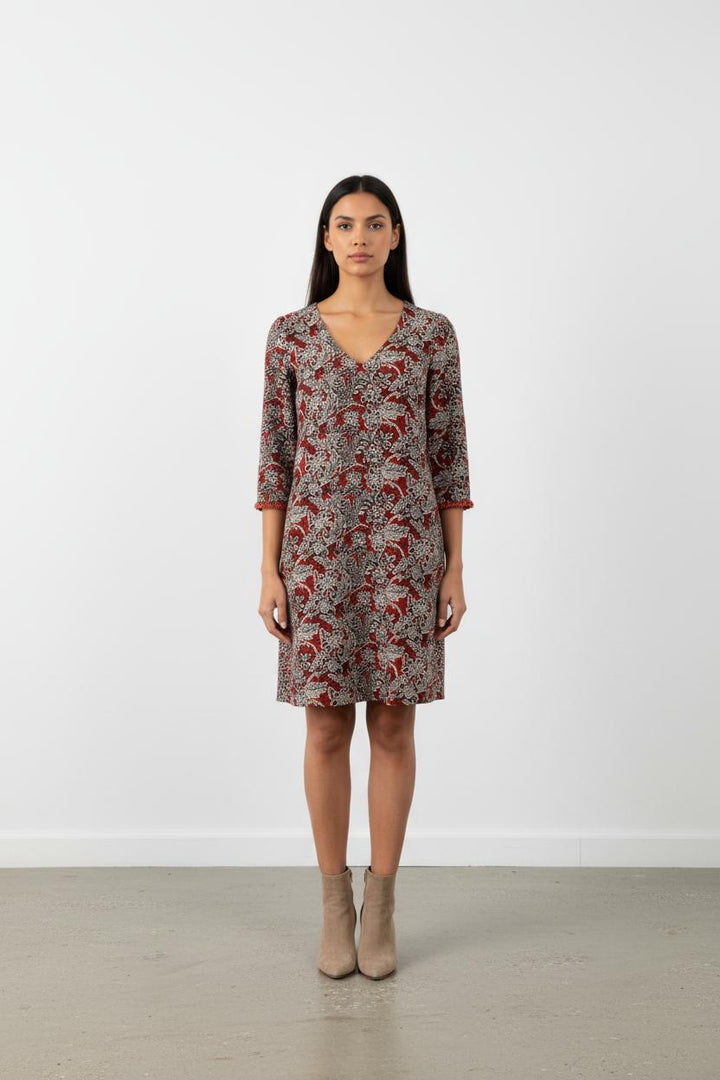 Robe rouge et noire à motifs - Taille S/36