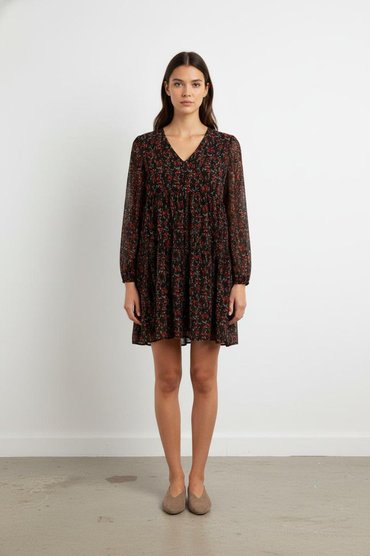 Robe noire et rouge à motifs - Taille XS/34