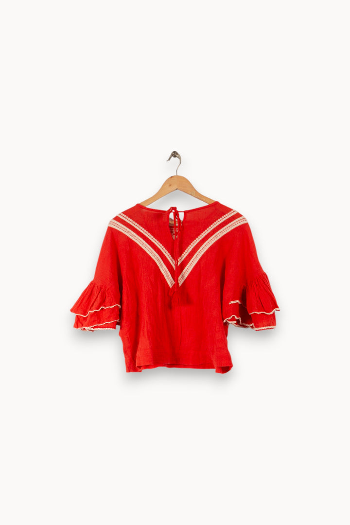 Blouse rouge avec broderies - Taille M/38 de la marque Stella Forest | PARAD33218 - Vendu par Paradigme - Image 3