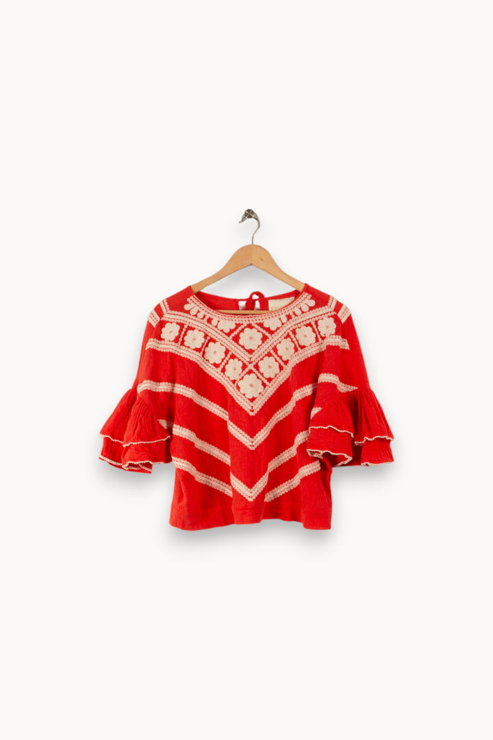 Blouse rouge avec broderies - Taille M/38 de la marque Stella Forest | PARAD33218 - Vendu par Paradigme - Image 1