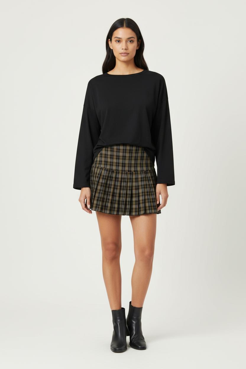 Jupe Plissée Noire et Marron - Taille S/36 de la marque Imprevu | PARAD33381 - Vendu par Paradigme - Image 1