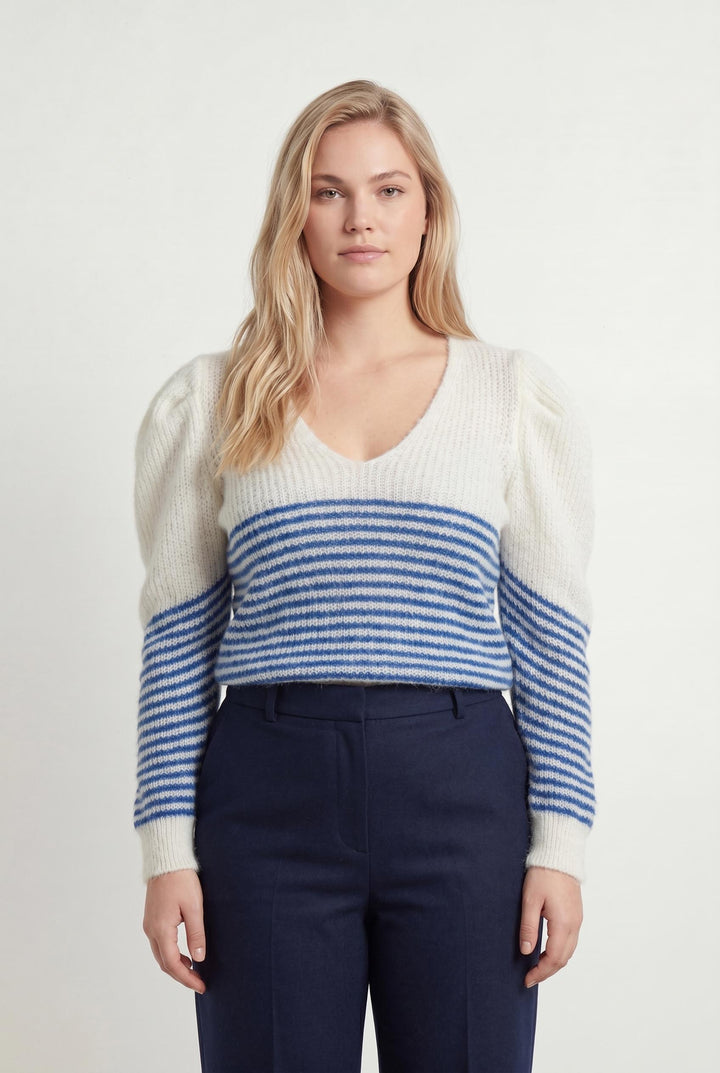 Pull Rayé Blanc et Bleu - Taille XL/42 de la marque Imprevu | PARAD33446 - Vendu par Paradigme - Image 1