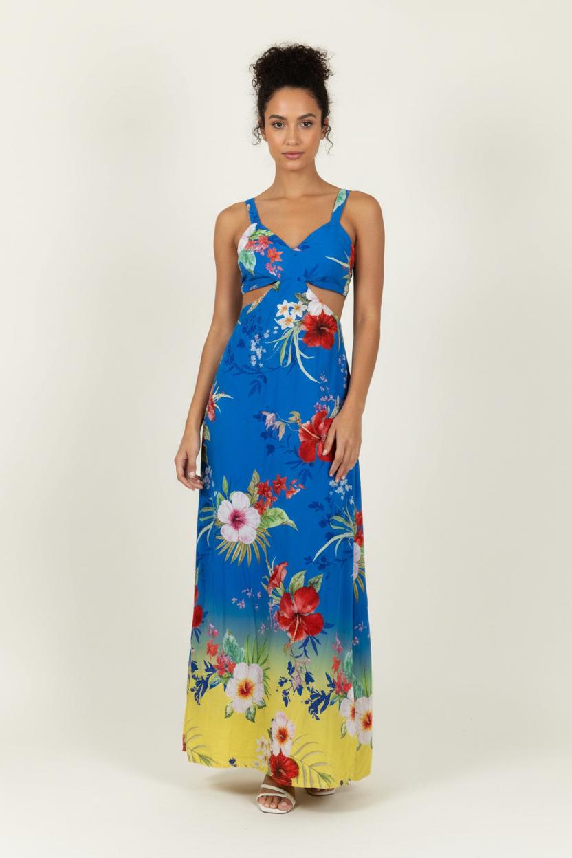 Robe Longue Bleue et Jaune - Taille XS/34 de la marque Imprevu | PARAD33463 - Vendu par Paradigme - Image 1