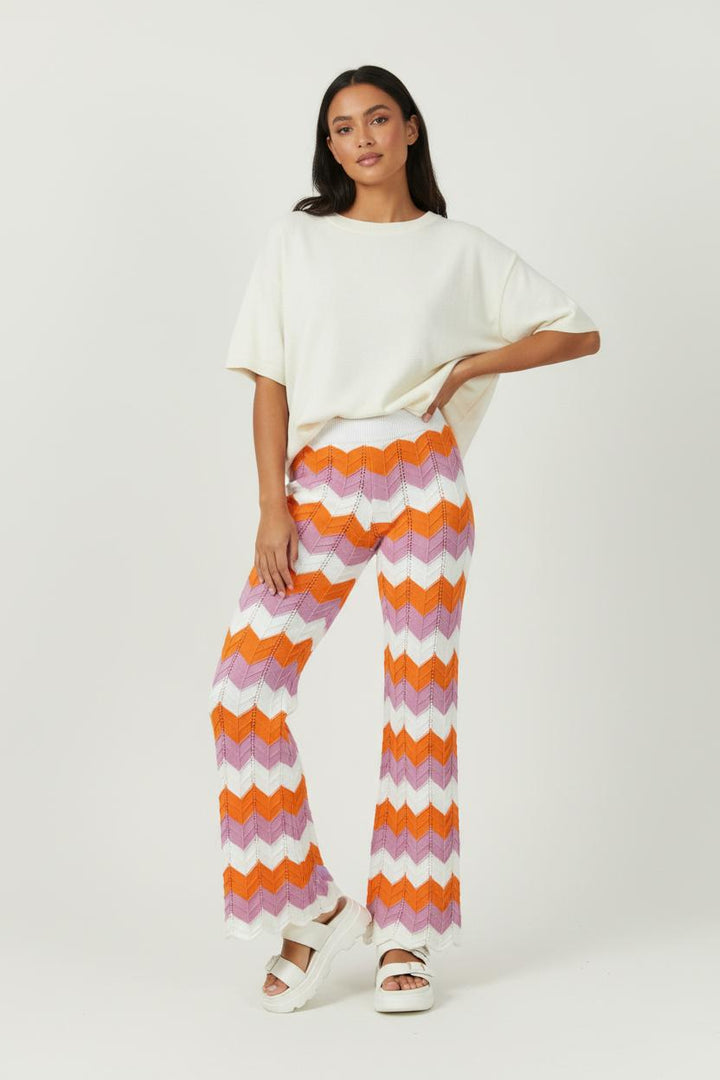 Pantalon Évasé Orange Violet et Blanc - Taille S/36 de la marque Imprevu | PARAD33472 - Vendu par Paradigme - Image 1