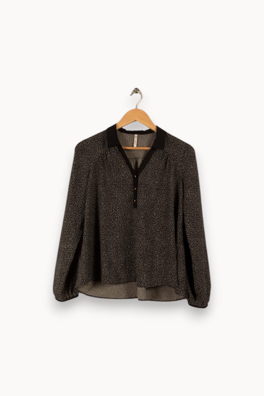 Blouse noire à pois - Taille S/36 de la marque I.Code | PARAD33505 - Vendu par Paradigme - Image 3