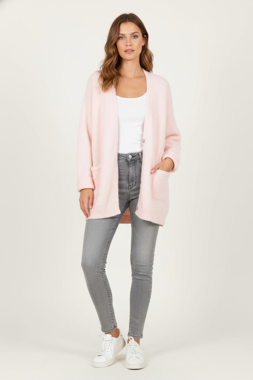 Cardigan Rose - Taille L/40 de la marque American Vintage | PARAD33529 - Vendu par Paradigme - Image 1