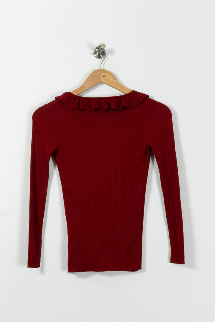 Pull Rouge - Taille S/36 de la marque Sandro | PARAD33563 - Vendu par Paradigme - Image 4