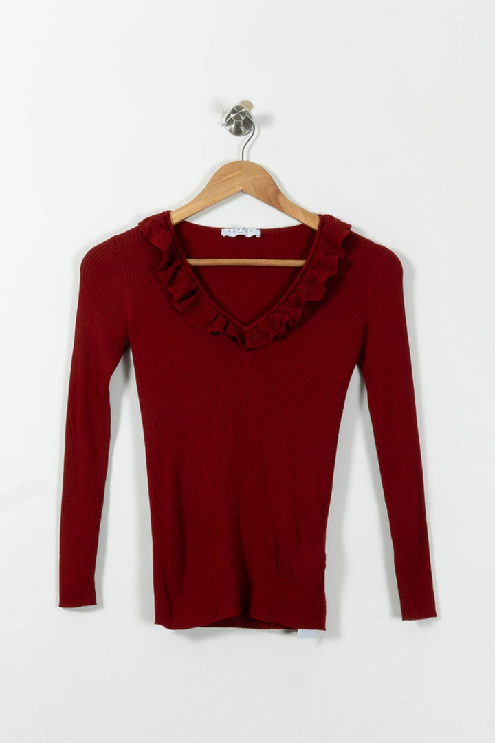 Pull Rouge - Taille S/36 de la marque Sandro | PARAD33563 - Vendu par Paradigme - Image 2