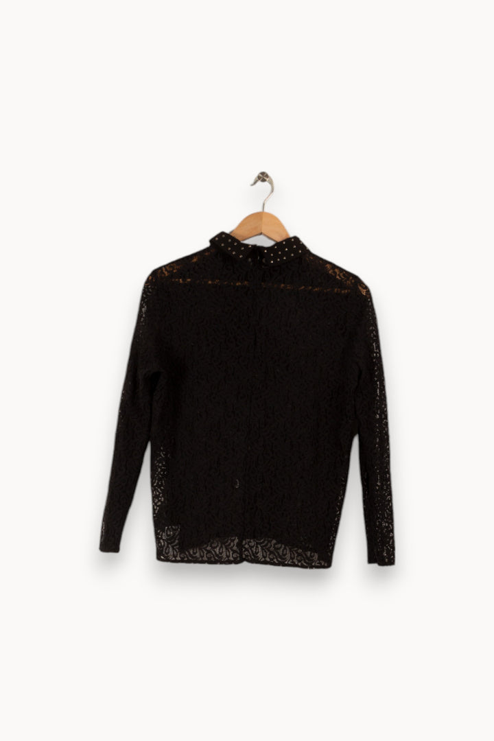 Blouse noire en dentelle - Taille L/40 de la marque The Kooples | PARAD33565 - Vendu par Paradigme - Image 2