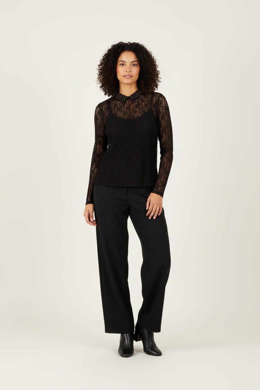 Blouse noire en dentelle - Taille L/40