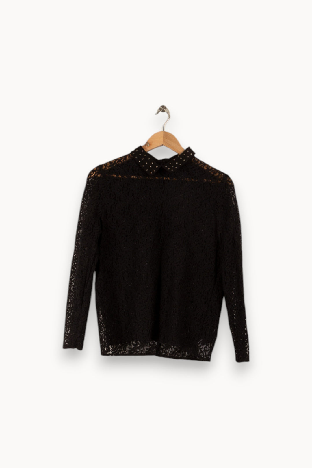 Blouse noire en dentelle - Taille L/40 de la marque The Kooples | PARAD33565 - Vendu par Paradigme - Image 3