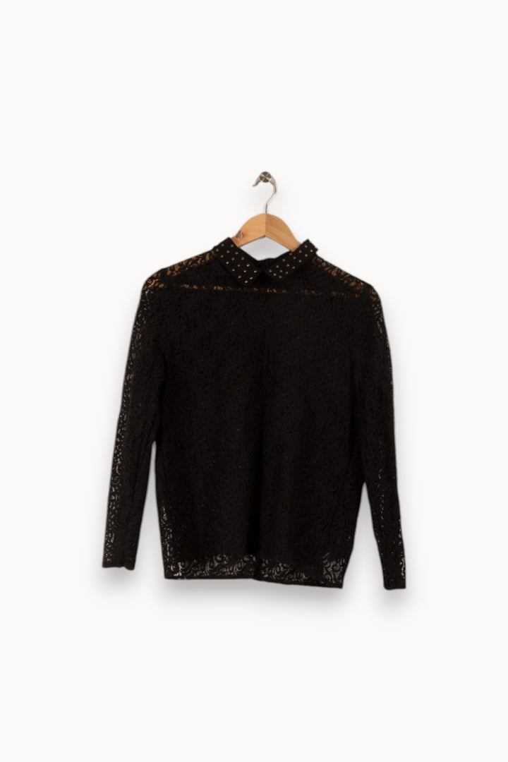 Blouse noire en dentelle - Taille L/40 de la marque The Kooples | PARAD33565 - Vendu par Paradigme - Image 3