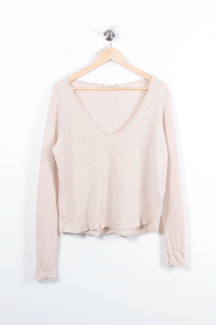 Tee-shirt Manches Longues Beige - Taille M/38 de la marque American Vintage | PARAD33572 - Vendu par Paradigme - Image 2