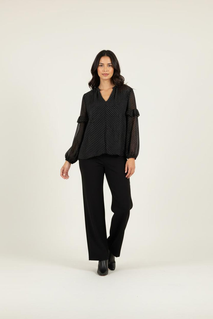 Blouse noire à pois - Taille XS/34