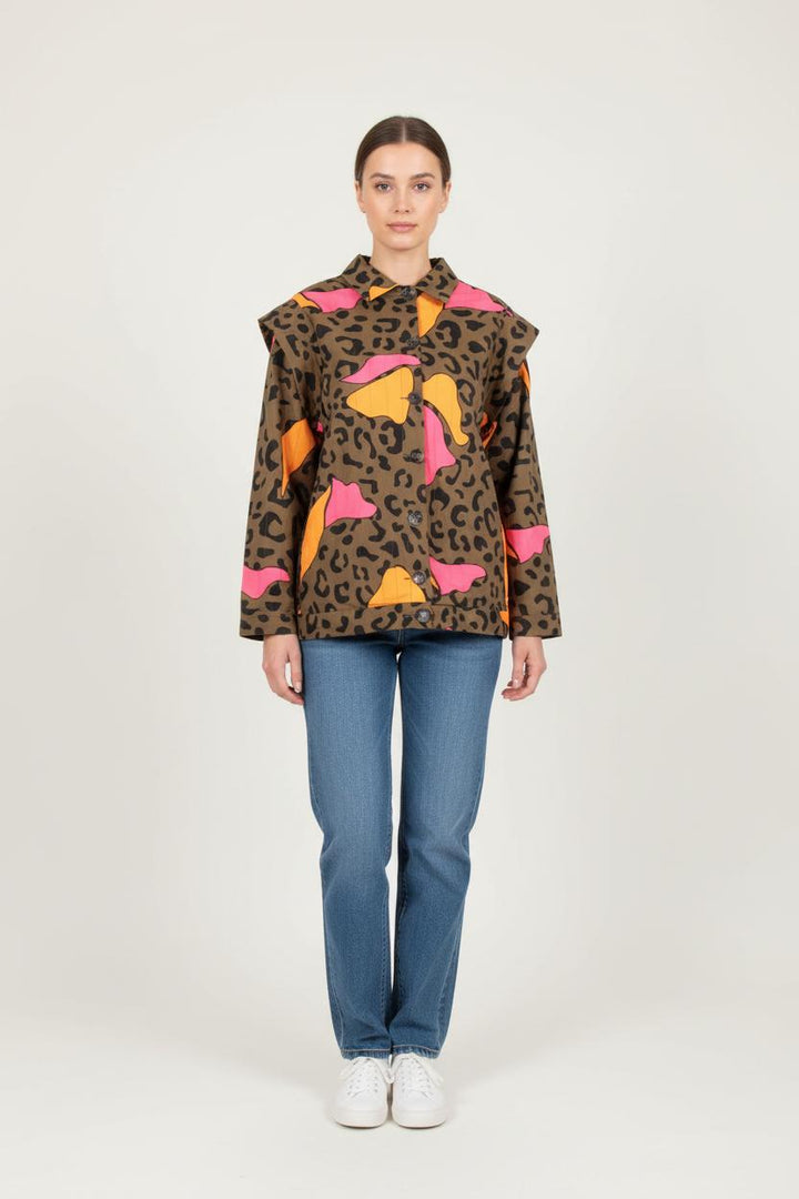 Veste Léopard Marron Orange et Rose - Taille XL/42 de la marque Parisienne et Alors | PARAD33648 - Vendu par Paradigme - Image 1