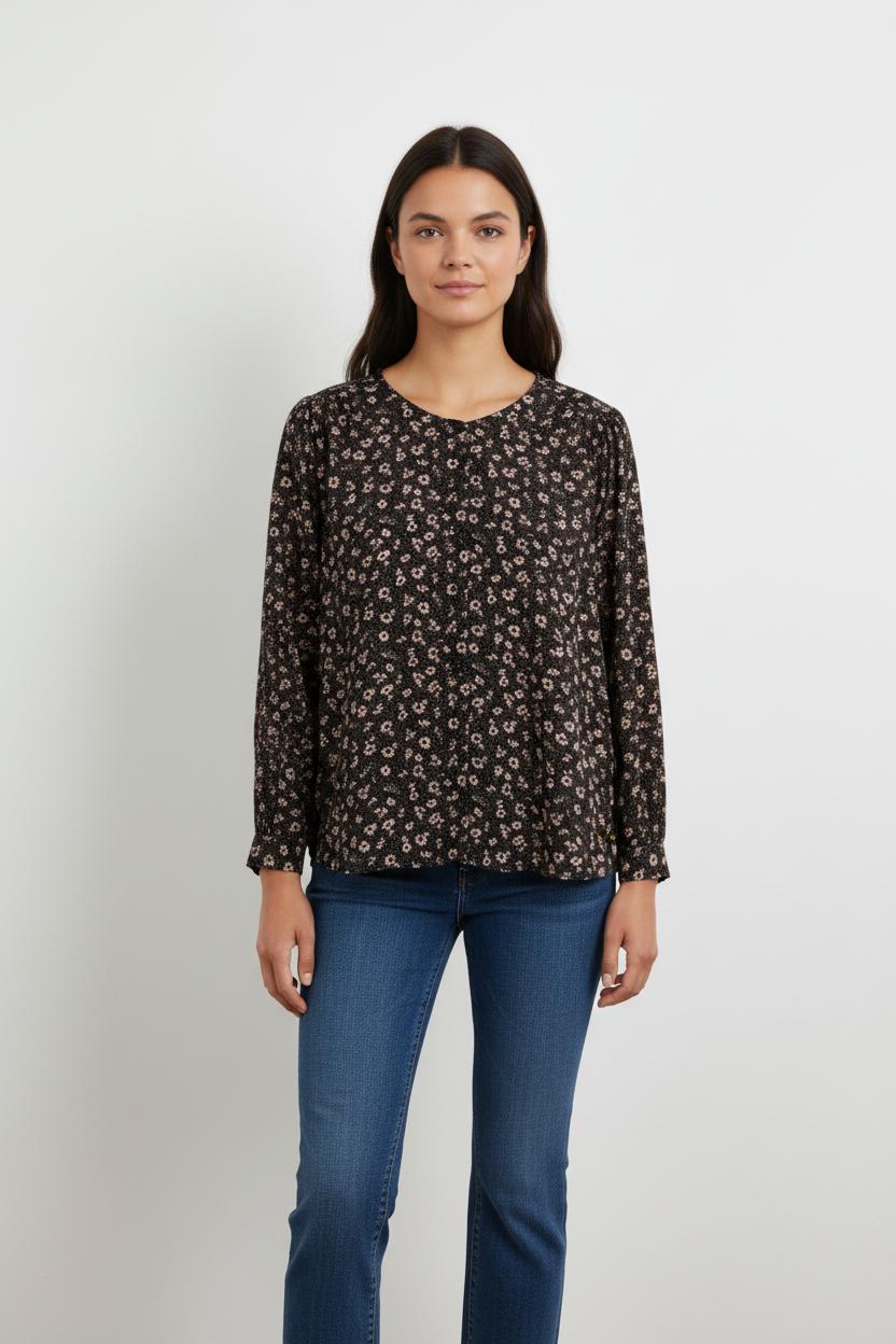 Blouse noire à motifs - Taille S/36