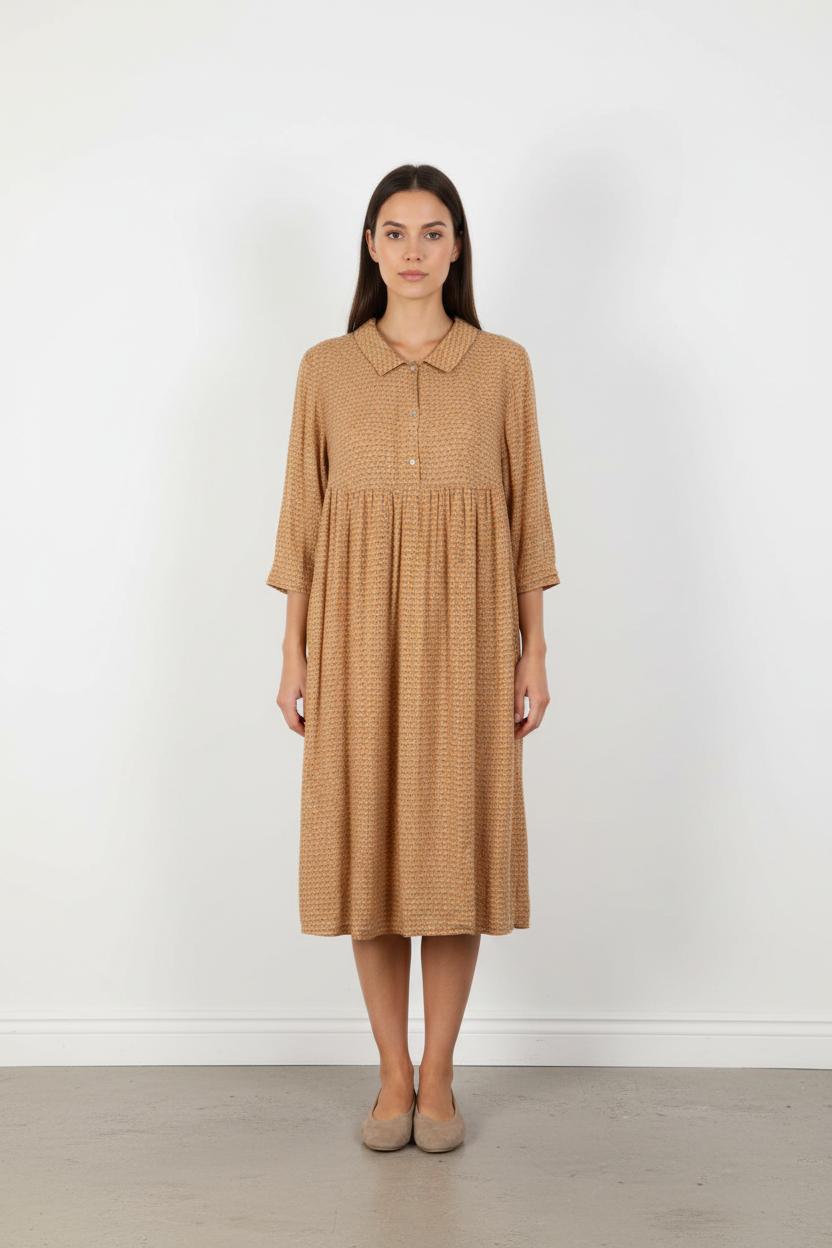 Robe longue beige à motifs - Taille M/38