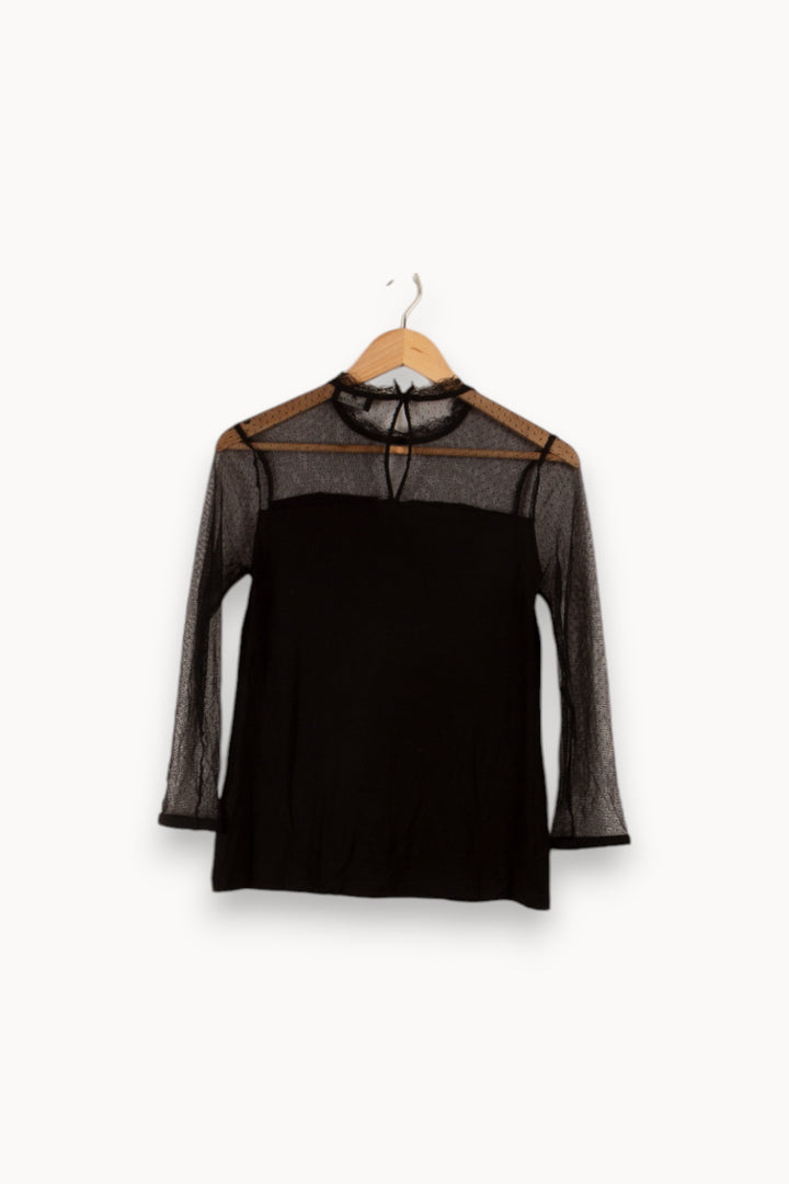 Blouse noire avec transparence - Taille S/36 de la marque One Step | PARAD33717 - Vendu par Paradigme - Image 3