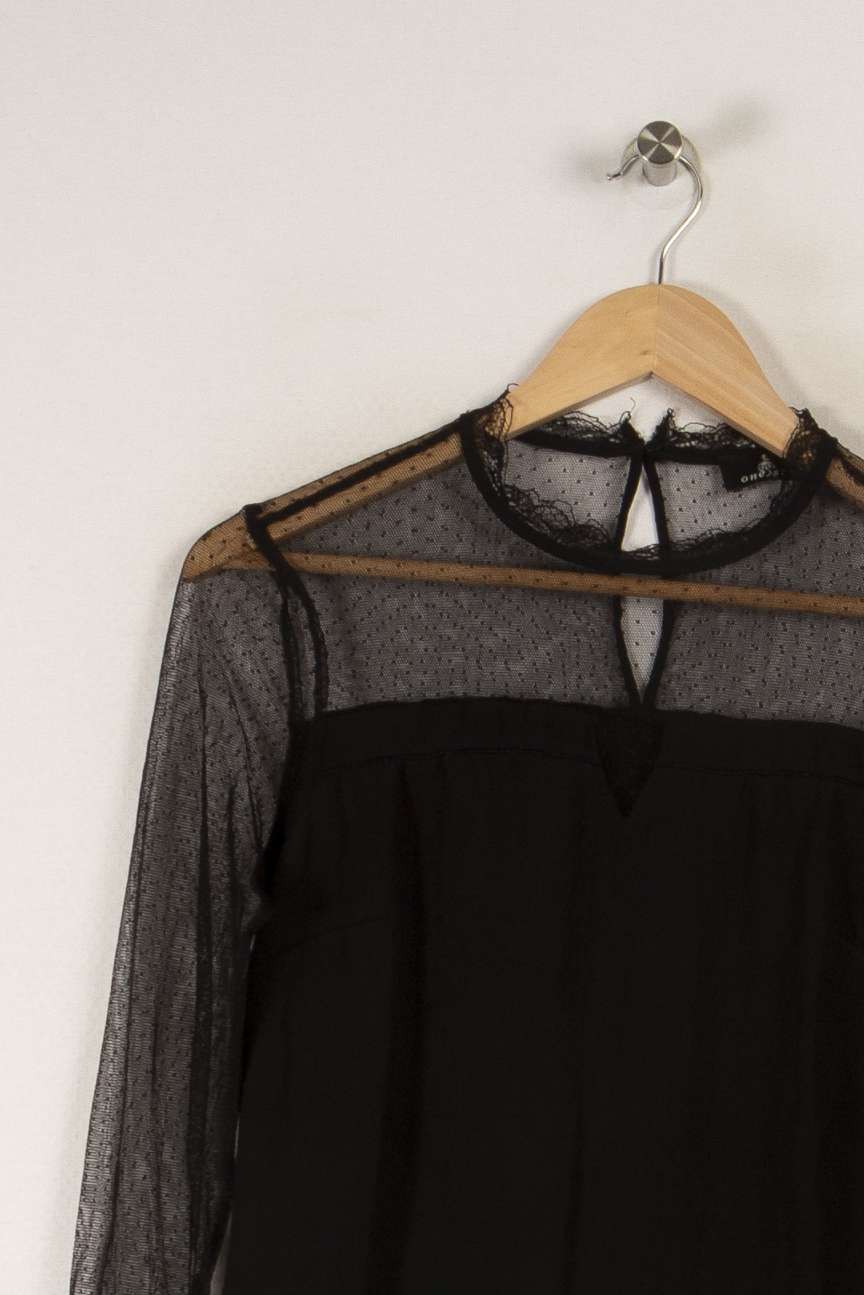 Blouse noire avec transparence - Taille S/36 de la marque One Step | PARAD33717 - Vendu par Paradigme - Image 2
