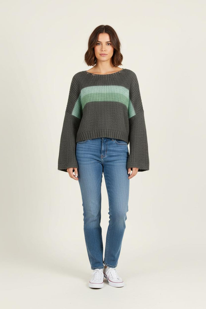 Pull Vert et Vert Clair - Taille S/36 de la marque La Fée Maraboutée | PARAD33725 - Vendu par Paradigme - Image 1