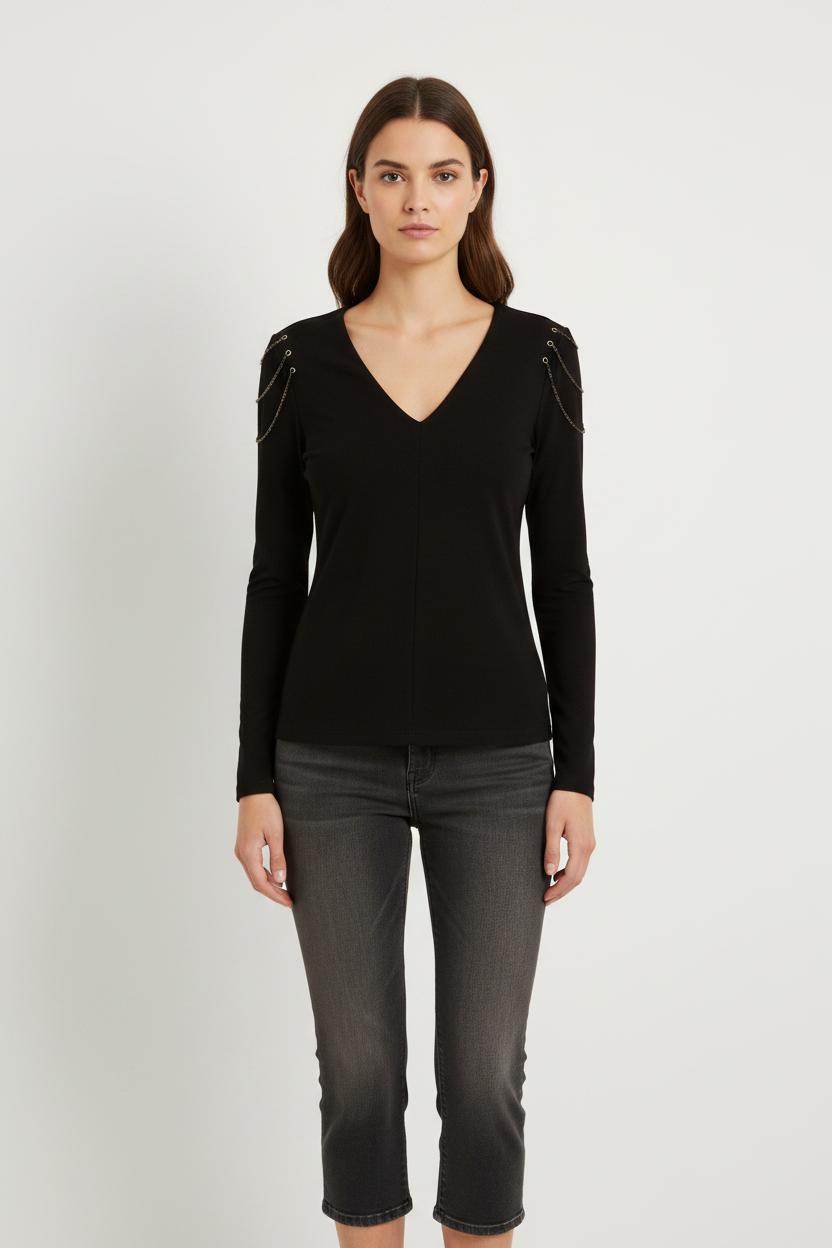 Top noir avec détails - Taille S/36