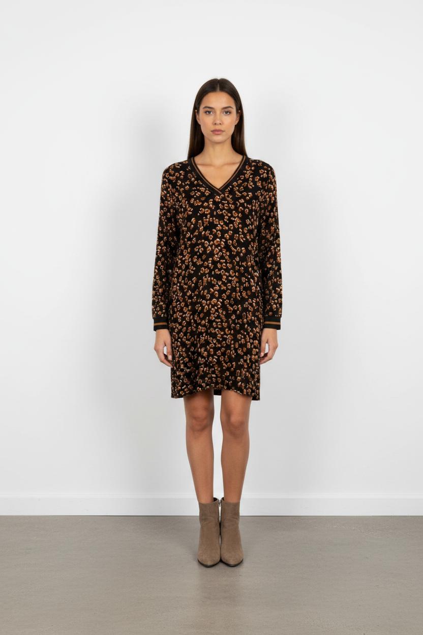 Robe noire et marron à motifs - Taille L/40