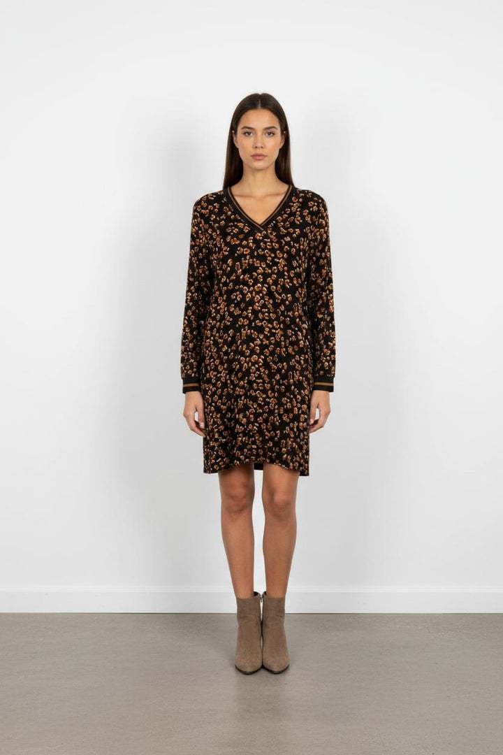 Robe noire et marron à motifs - Taille L/40