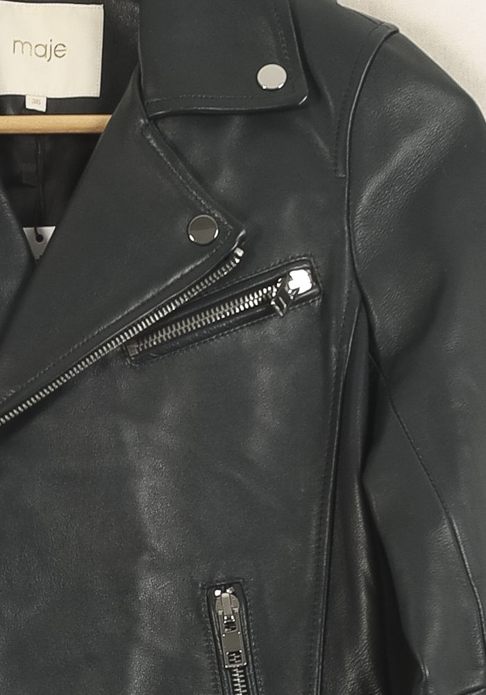 Perfecto Cuir Noir - Taille S/36 de la marque Maje | PARAD33770 - Vendu par Paradigme - Image 3