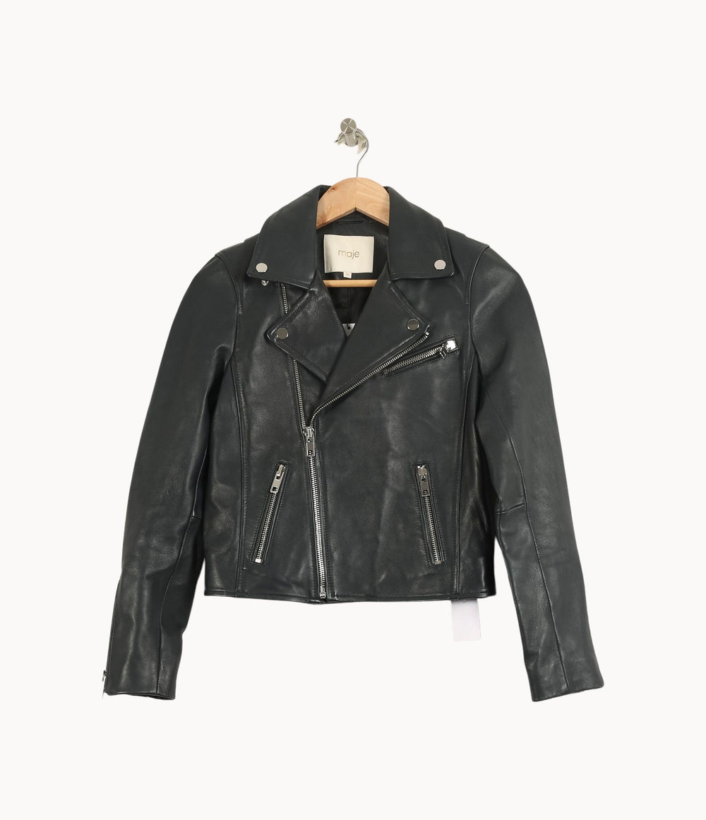 Perfecto Cuir Noir - Taille S/36 de la marque Maje | PARAD33770 - Vendu par Paradigme - Image 2