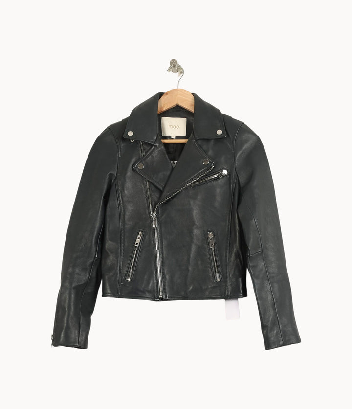 Perfecto Cuir Noir - Taille S/36 de la marque Maje | PARAD33770 - Vendu par Paradigme - Image 2