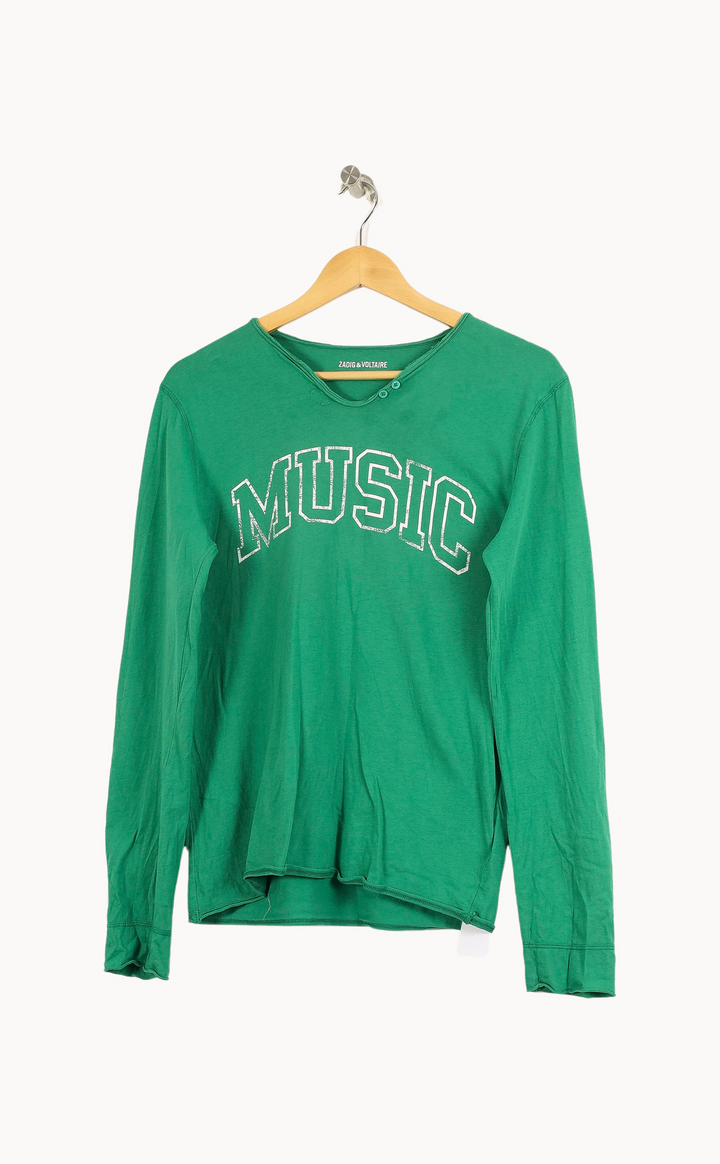 Tee-shirt Manches Longues Vert - Taille M/38 de la marque Zadig&Voltaire | PARAD33796 - Vendu par Paradigme - Image 2