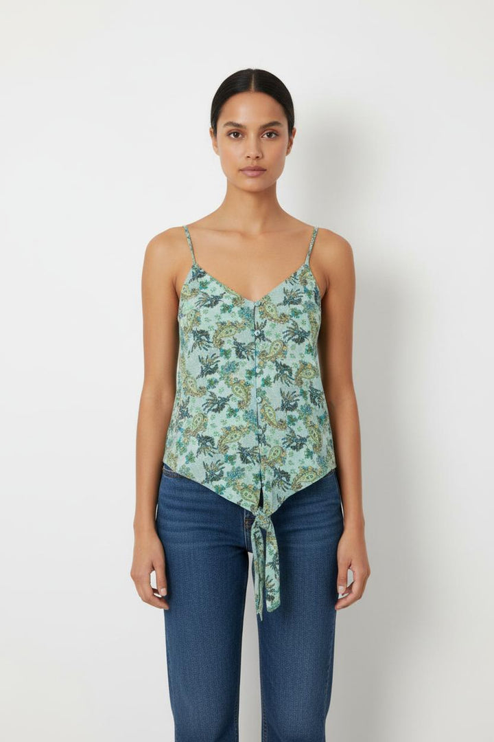 Top bleu à motifs - Taille XS/34