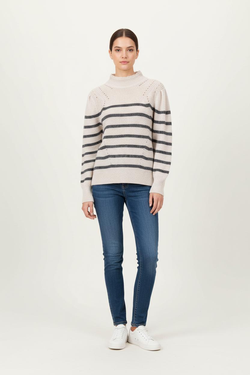 Pull Rayé Écru et Noir - Taille S/36 de la marque Bérénice | PARAD33832 - Vendu par Paradigme - Image 1