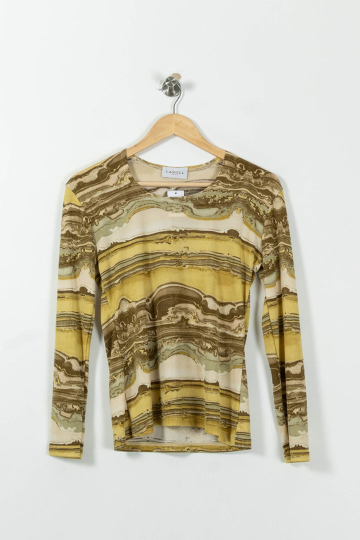 Pull Jaune et Marron - Taille S/36 de la marque Caroll | PARAD33880 - Vendu par Paradigme - Image 2