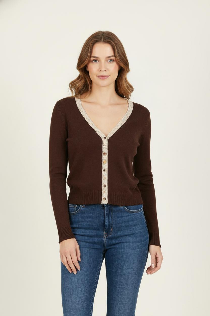 Cardigan Marron et Beige - Taille XXL/44