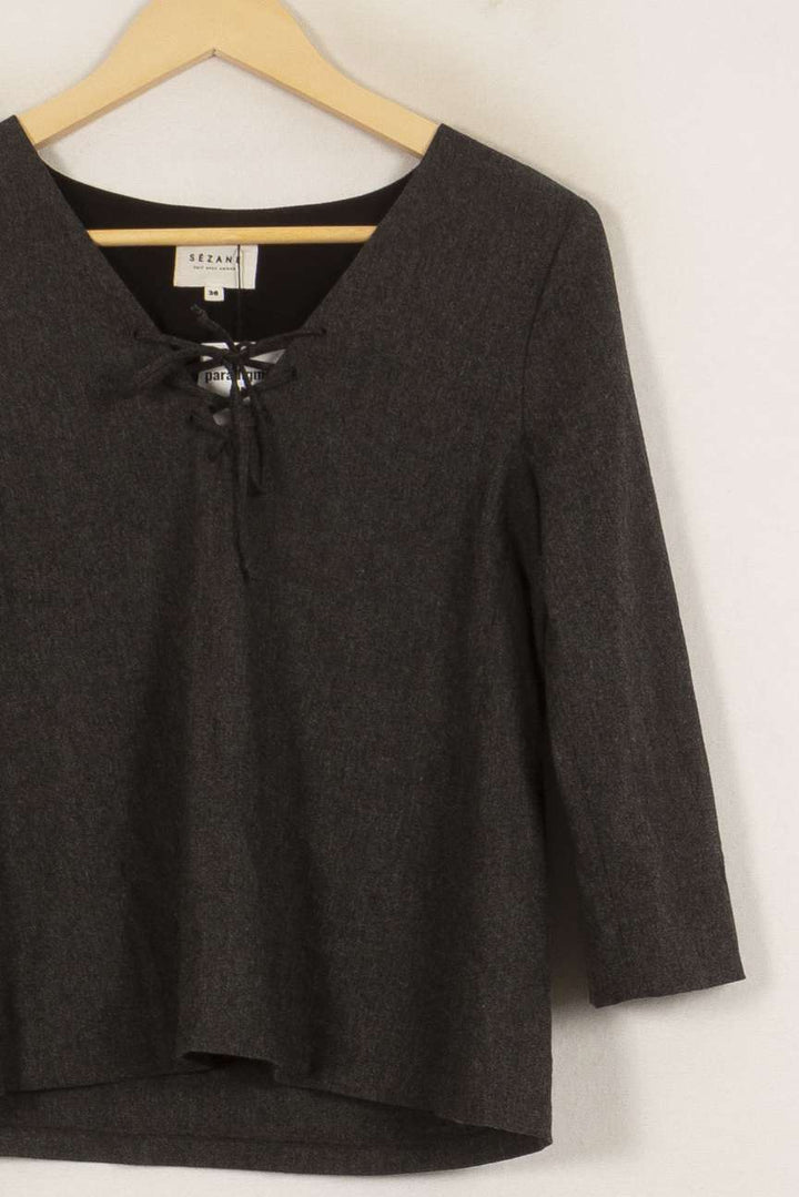 Blouse Grise - Taille S/36 de la marque Sézane | PARAD34192 - Vendu par Paradigme - Image 3