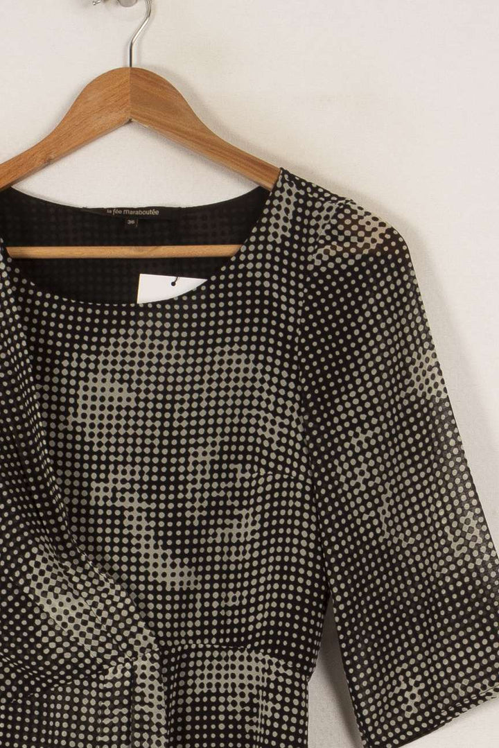 Robe noire à pois - Taille S/36 de la marque La Fée Maraboutée | PARAD34372 - Vendu par Paradigme - Image 2