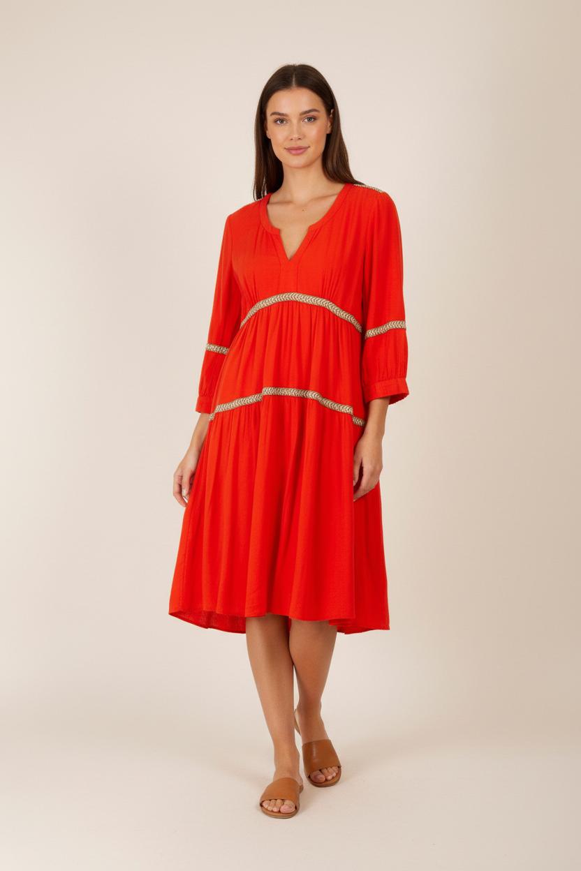 Robe Midi Orange - Taille M/38 de la marque One Step | PARAD34419 - Vendu par Paradigme - Image 1