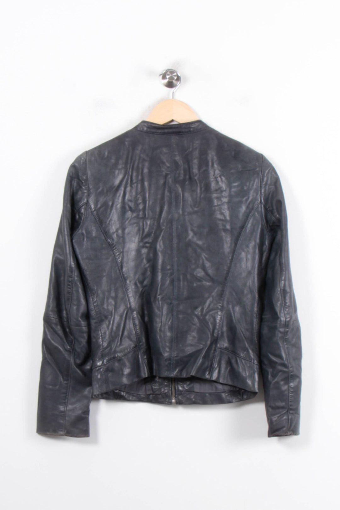 Blouson en Cuir Bleu - Taille S/36 de la marque Caroll | PARAD34439 - Vendu par Paradigme - Image 4