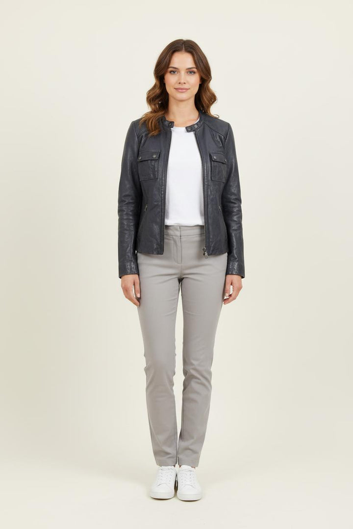Blouson en Cuir Bleu - Taille S/36 de la marque Caroll | PARAD34439 - Vendu par Paradigme - Image 1