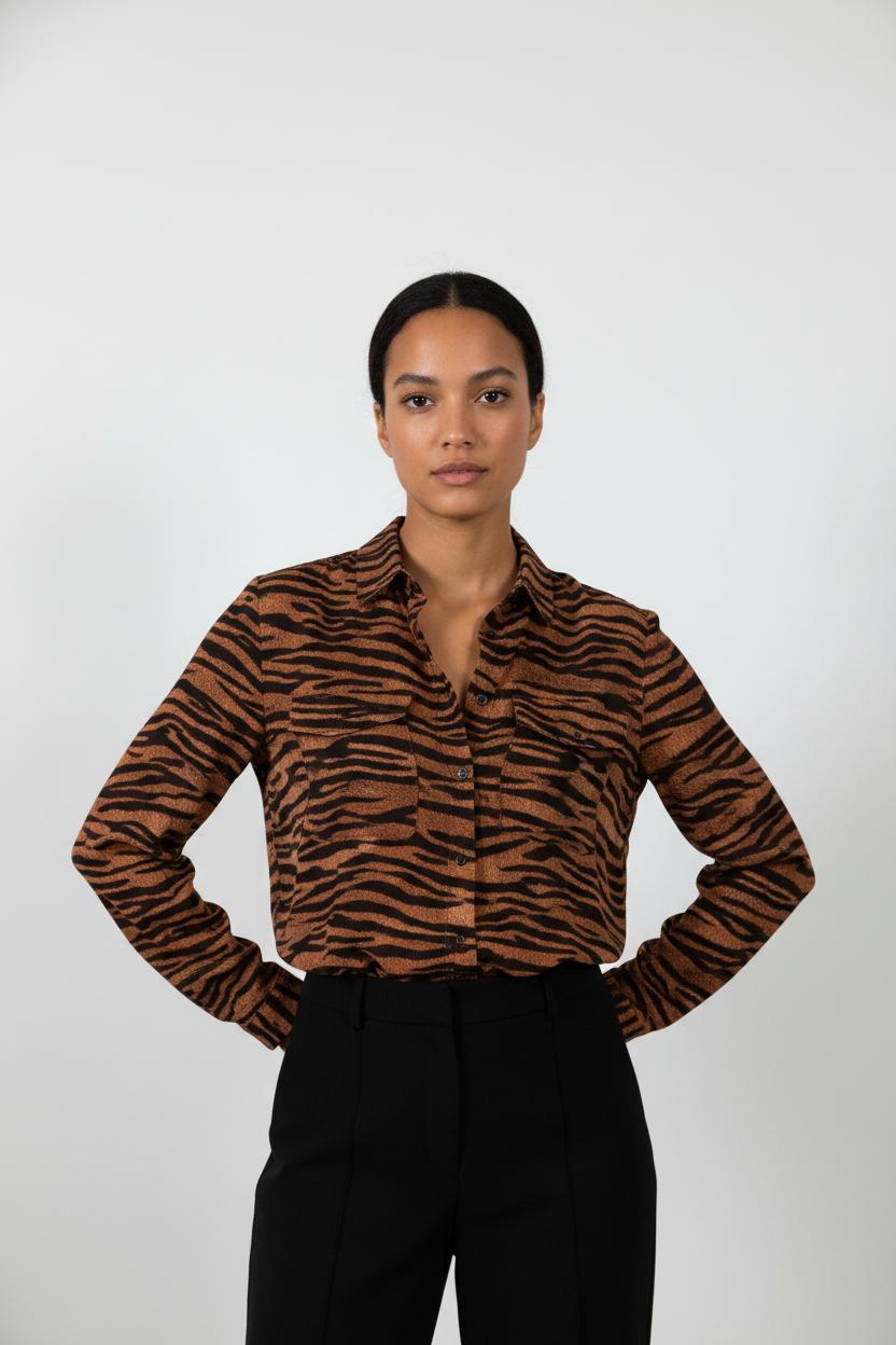 Chemise marron et noire - Taille L/40
