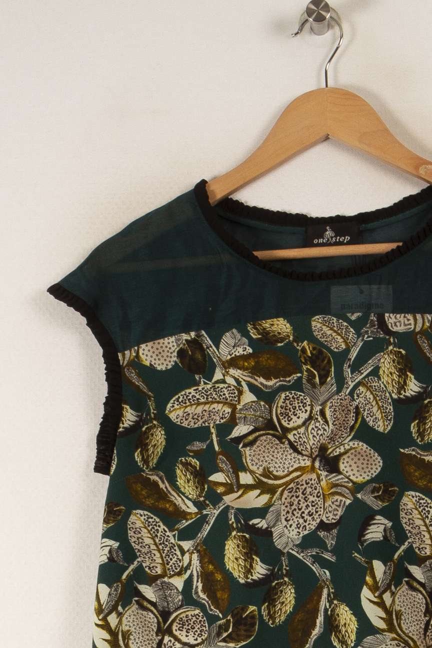 Blouse verte à motifs - Taille L/40 de la marque One Step | PARAD34546 - Vendu par Paradigme - Image 2