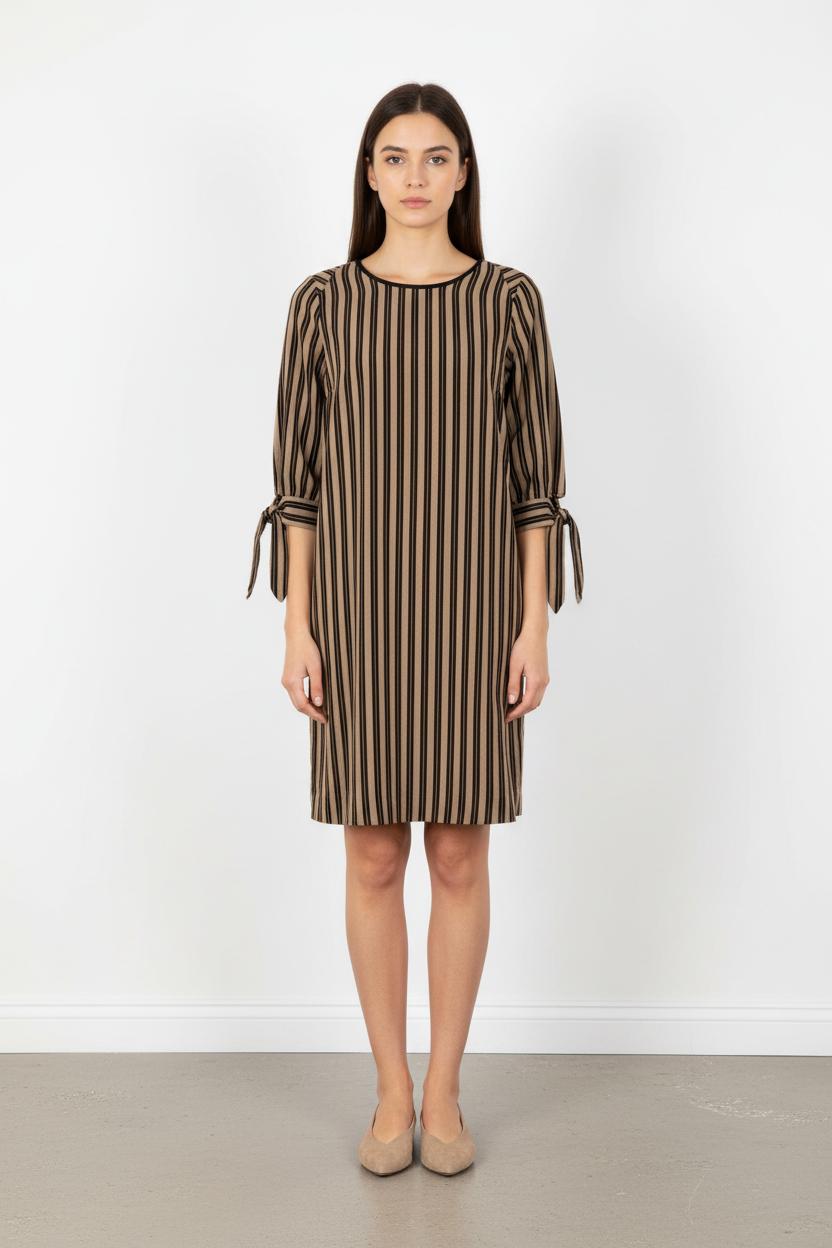 Robe rayée marron/beige - Taille S/36
