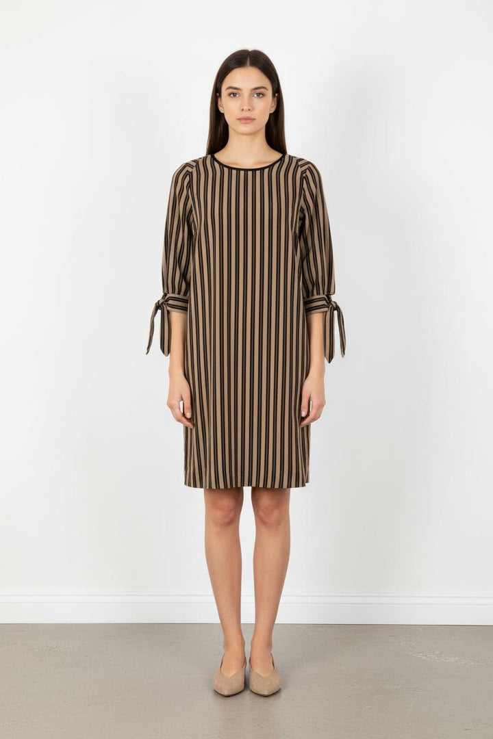 Robe rayée marron/beige - Taille S/36