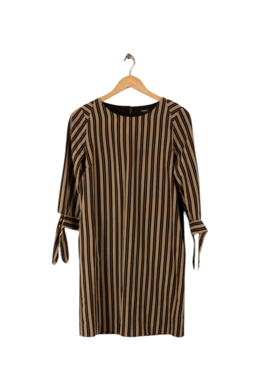 Robe rayée marron/beige - Taille S/36 de la marque Caroll | PARAD34563 - Vendu par Paradigme - Image 1