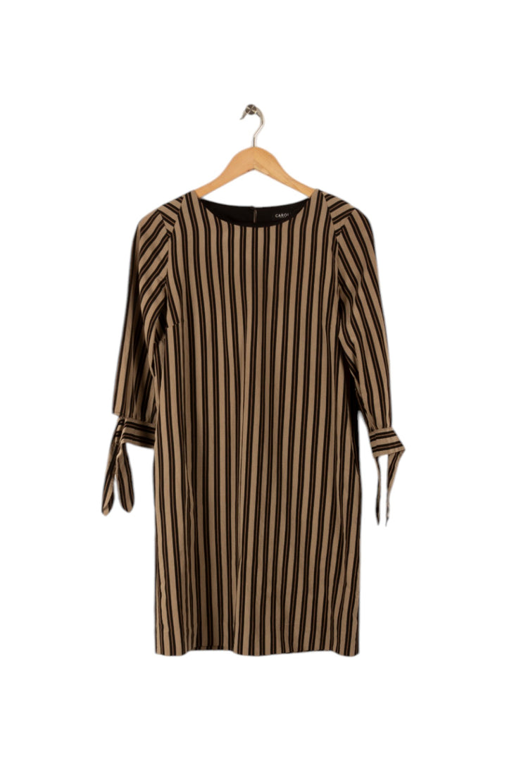Robe rayée marron/beige - Taille S/36 de la marque Caroll | PARAD34563 - Vendu par Paradigme - Image 1